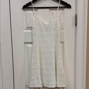 Aqua White Crochet Mini Dress